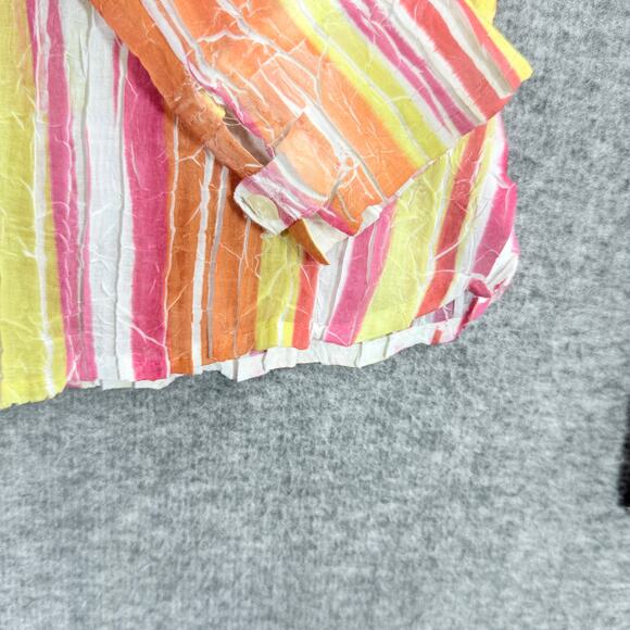 Cache VTG Women’s SMALL Crinkled Texture Button Up Shirt Blouse Bright Colorful - Picture 5 of 7
